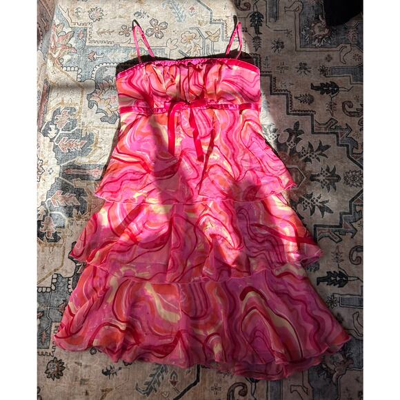 Rampage Vintage prom mini dress y2k pink bow layered dress Rampage S - Picture 1 of 13